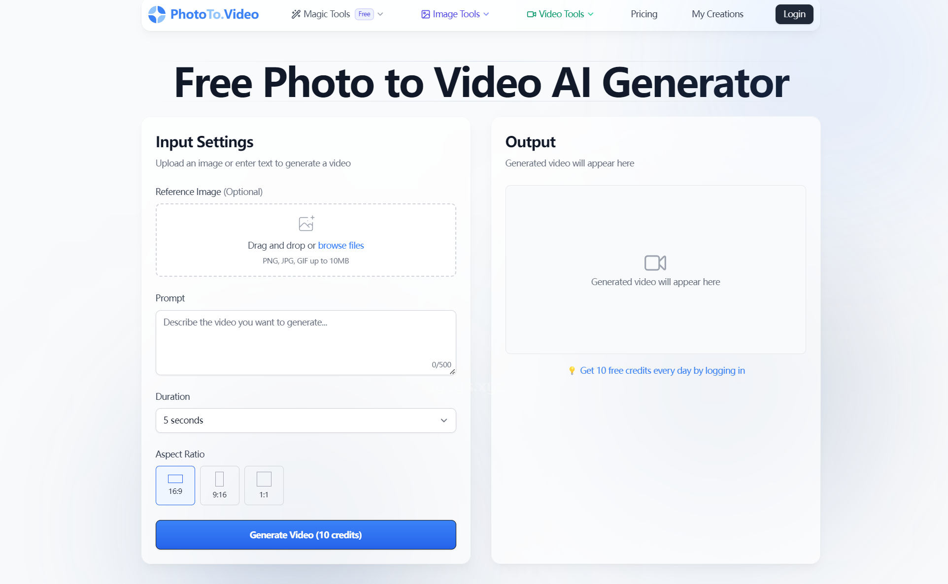  免费照片转视频 AI 生成器：PhotoToVideo